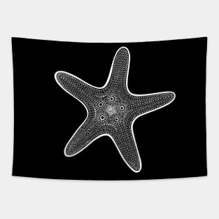 Starfish or Sea Star Ink drawing - ocean animal design - black and white Tapestry