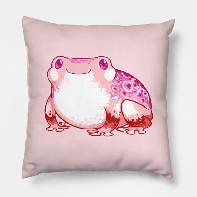 LESBIAN PRIDE FROG Pillow by SmalltimeCryptid