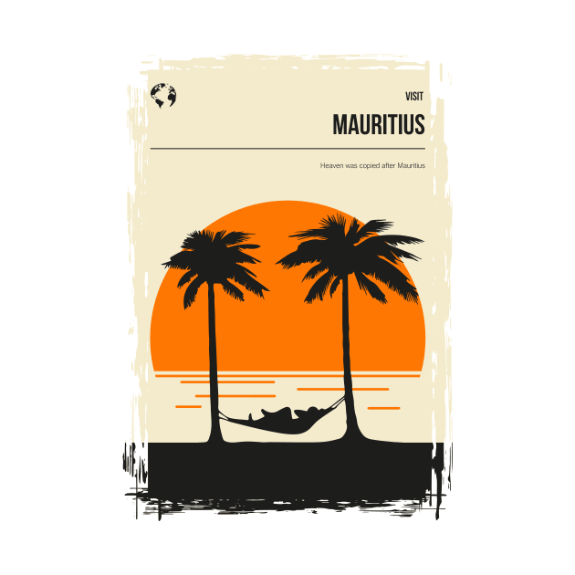 Mauritius Vintage Minimal Travel Poster Art by jornvanhezik