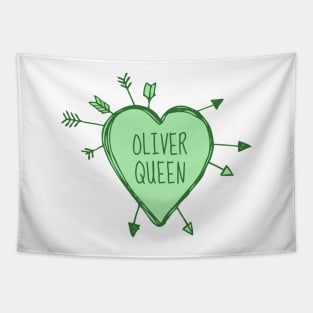 Oliver Queen - Heart with Green Arrows Doodle Tapestry