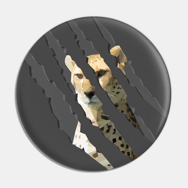 Low Poly Cheetah inside Claw Marks Pin by ErinFCampbell