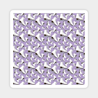 Figure Skates on Purple Rose Background Design Magnet