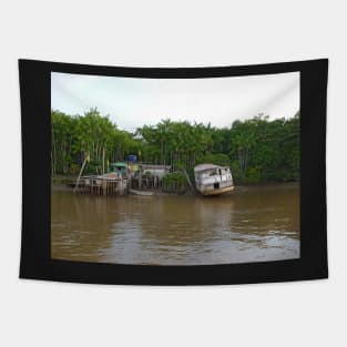 Stilt houses on Amazon river Tapestry