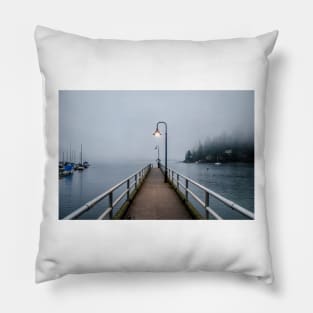 A Pier Piercing The Fog Pillow