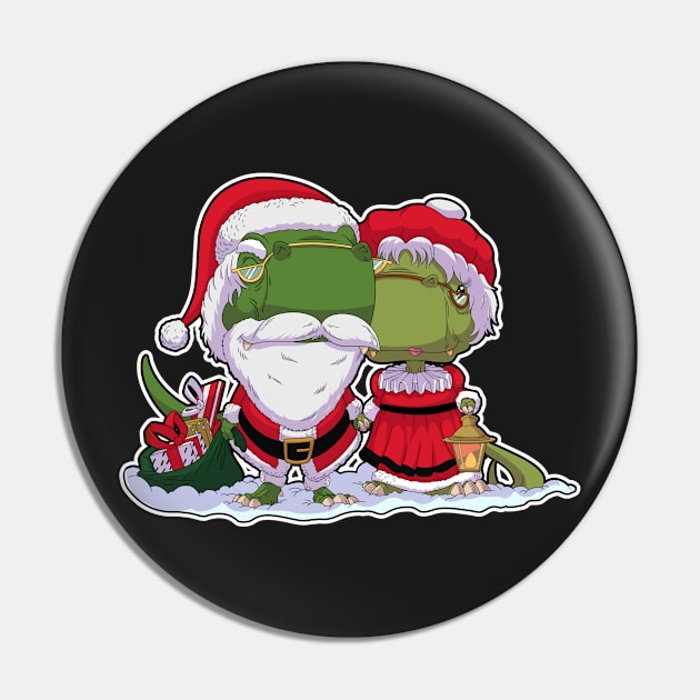 Dino Santa Claus and Mrs Claus Pin by DinoTropolis