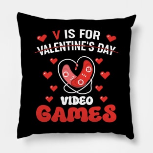 V is For Video Games Outfits, Funny Valentines Day Gamer Boy Pillow