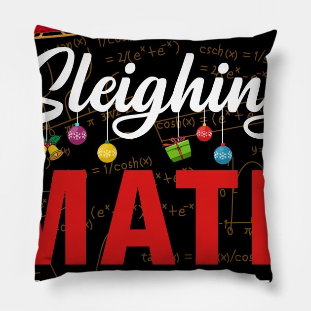 Sleighing Math Problems Teacher Santa Reindeer Pillow by Dunnhlpp