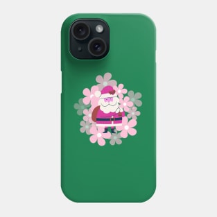 Retro vintage pink Santa Claus with vintage flower Phone Case