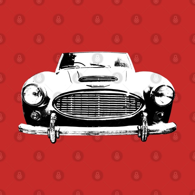 Austin Healey 3000 1960s British classic car monoblock black and white by soitwouldseem