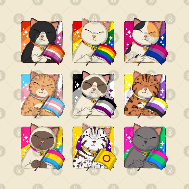 LGBTQ+ Pride Cats by Japanese Neko