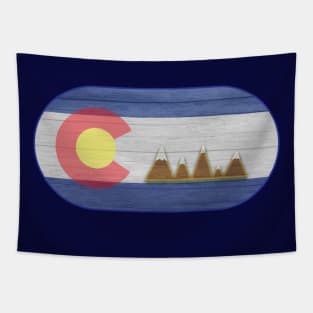 Colorado flag with mountain design Tapestry