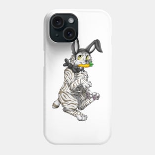 Bobtail BunnyCat: Silver-Amber Tabby (Black) Phone Case