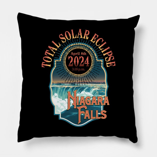 Total Solar Eclipse 2024 - Niagara Falls Pillow by Teegraph