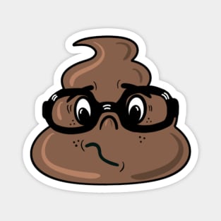 Nervous and nerdy poop emoji Magnet