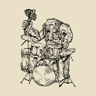 SEEMBO Neanderthal Playing Drums Drummer Drumming Fun Band T-Shirt