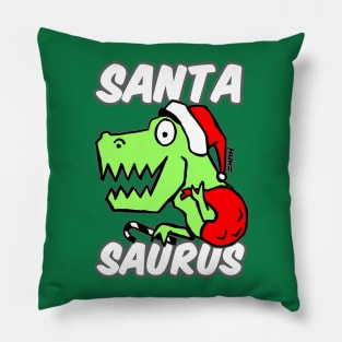 Santa Saurus Christmas Themed Dinosaur Santa Claus Mashup Design Pillow