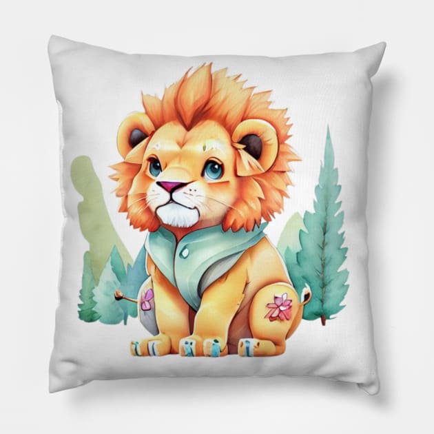 cute colorful lion Pillow by A&A