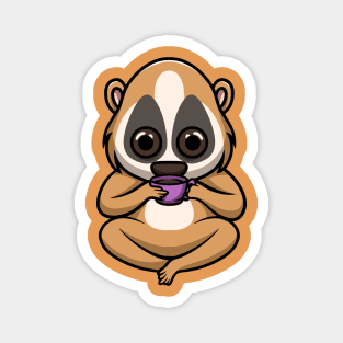 Cute Slow Loris Drinking Hot Chocolate Magnet