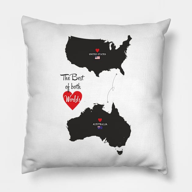 The Best of both Worlds - United States - Australia Pillow by YooY Studio