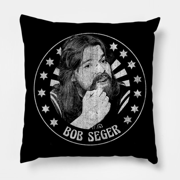 Vintage Bob Seger 90s Pillow by Hand And Finger