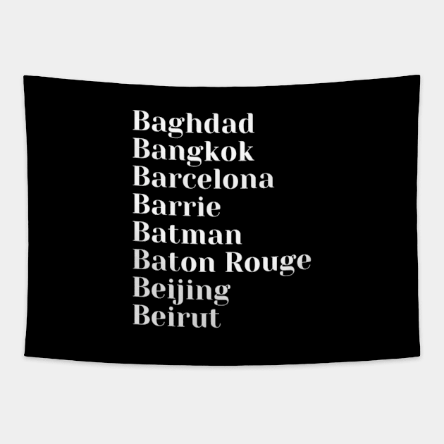 Cities starting with B Mug, Mask, Pin Tapestry by DeniseMorgan