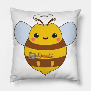 Bee as Cook with Chef's hat & Spatula Pillow