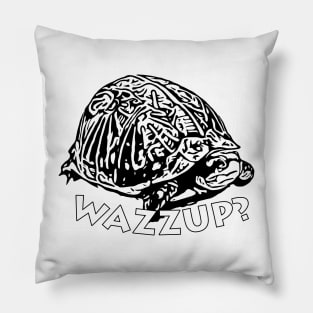 Wazzup? - Black & White Turtle Graphic Pillow