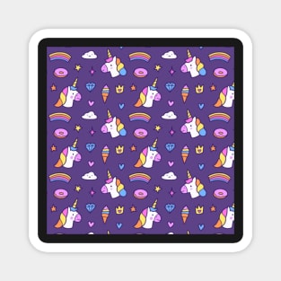 Purple Unicorn Pattern Magnet