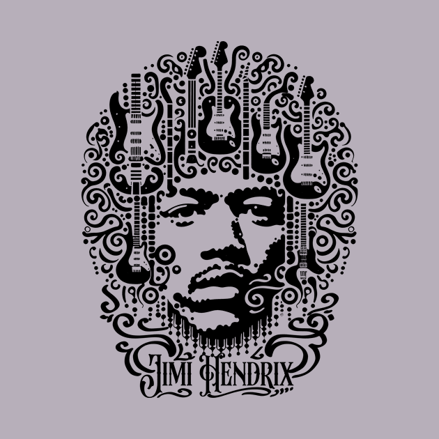 Jimi Hendrix Calligraphic Illutration by Ken Savana