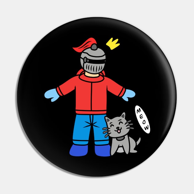 Cute knight with cat Pin by Andrew Hau