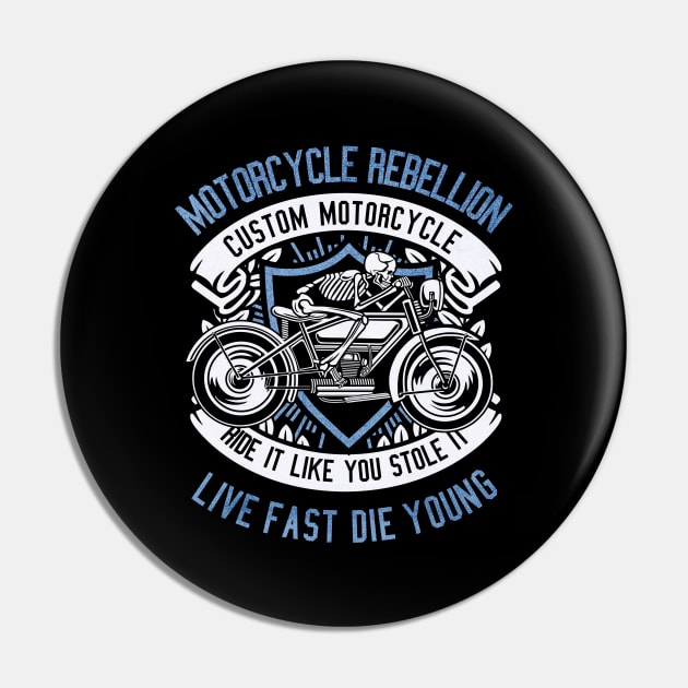 Skull Rebel Motorcycle Pin by Tempe Gaul