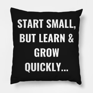 Start Small, But Learn & Grow Quickly... White Pillow