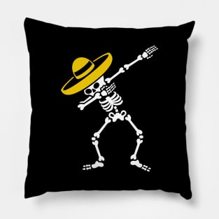 Dab Dabbing skeleton Sombrero Mexico Cinco de Mayo Pillow