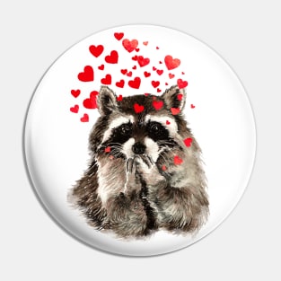 Cute Raccoon Blowing Kisses Animal Humor Pin