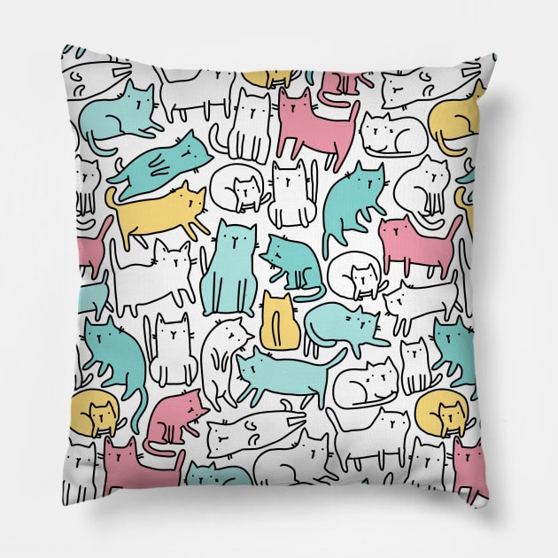 Cute and funny sketchy cats Pillow by kostolom3000