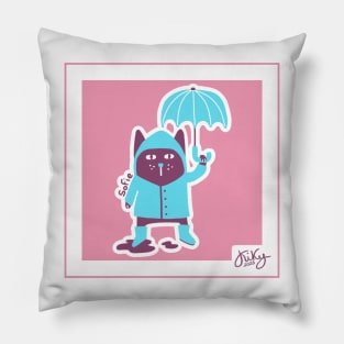 Cat in a rainy day Pillow