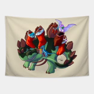 HoliDinos: Stuffing Stegosaurus Stockings Tapestry