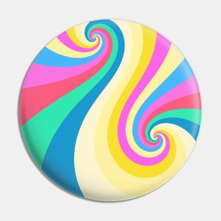 Earth Pastel Color Retro Twirl Pattern Pin