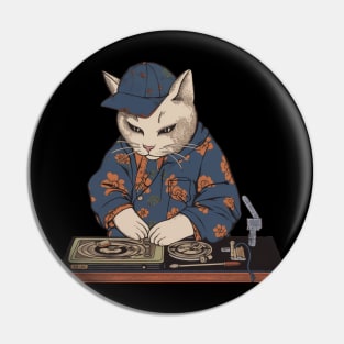 DJ retro hip hop cat Pin