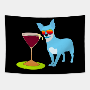 Blue Chihuahua and Champagne Tapestry