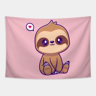 Cute Slot Sitting Cartoon Tapestry