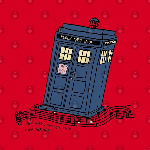 Tardis with Doctor Who Theme Music by JennyGreneIllustration