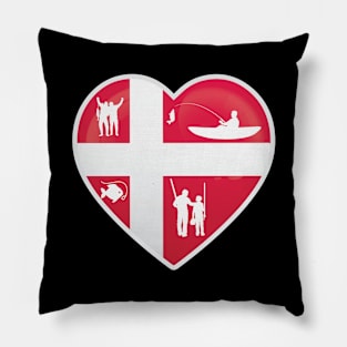 I Love Fishing Denmark Flag Fisherman Angler Pillow