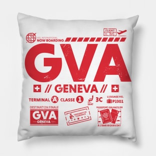 Vintage Geneva GVA Airport Code Travel Day Retro Travel Tag Switzerland Pillow