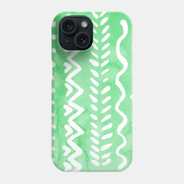 Loose boho chic pattern - green Phone Case by wackapacka