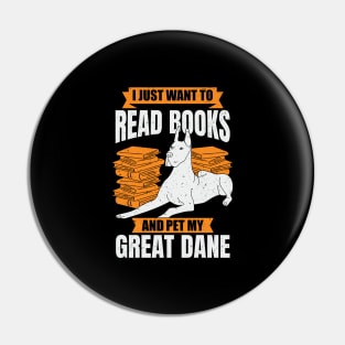 Great Dane German Mastiff Dog Reading Lover Gift Pin