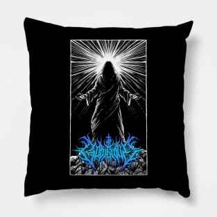 God is Love Redeemer  death metal design (Blue) Pillow