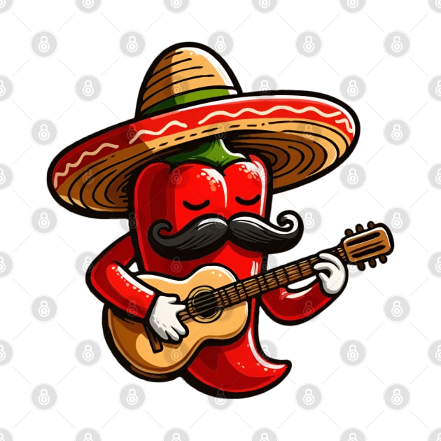 Red Hot Chilli Pepper Funny Cinco De Mayo Fiesta by Illustradise