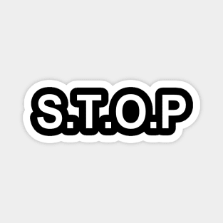 white S.T.O.P I.T (BTS) front and back Magnet