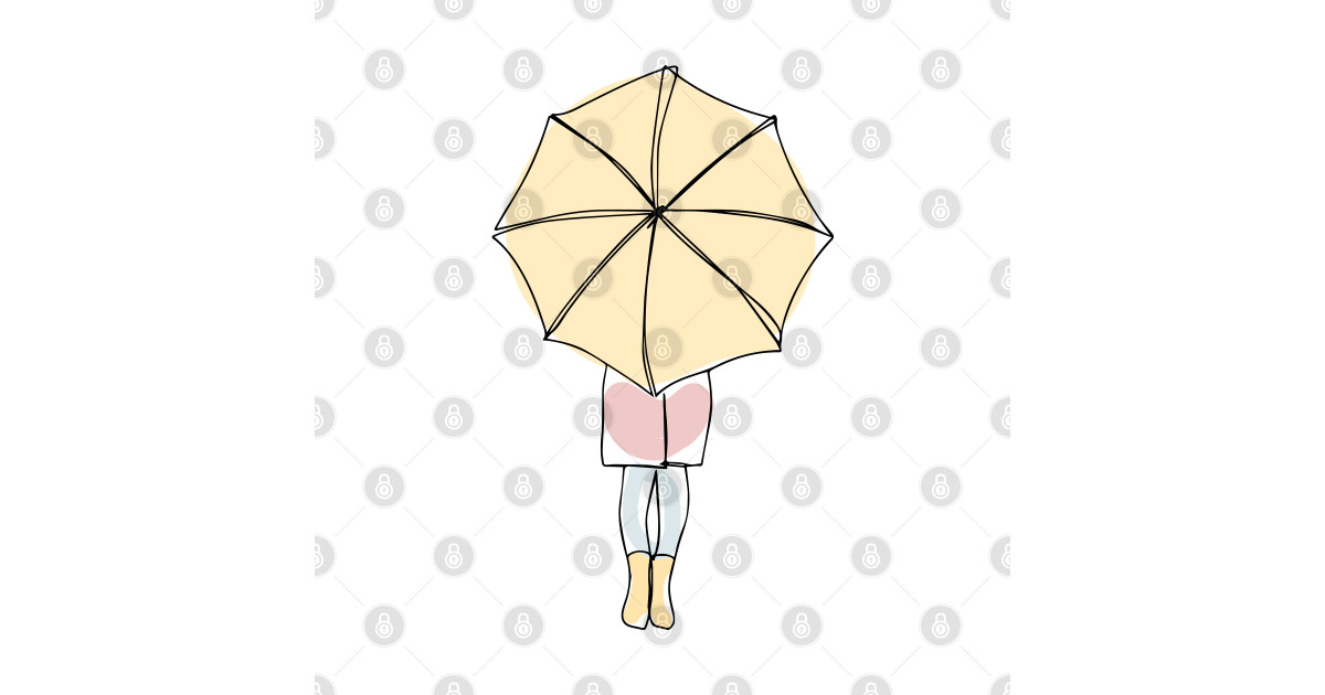 Woman with Umbrella Line Art - Woman Holding Umbrella - Under the ...